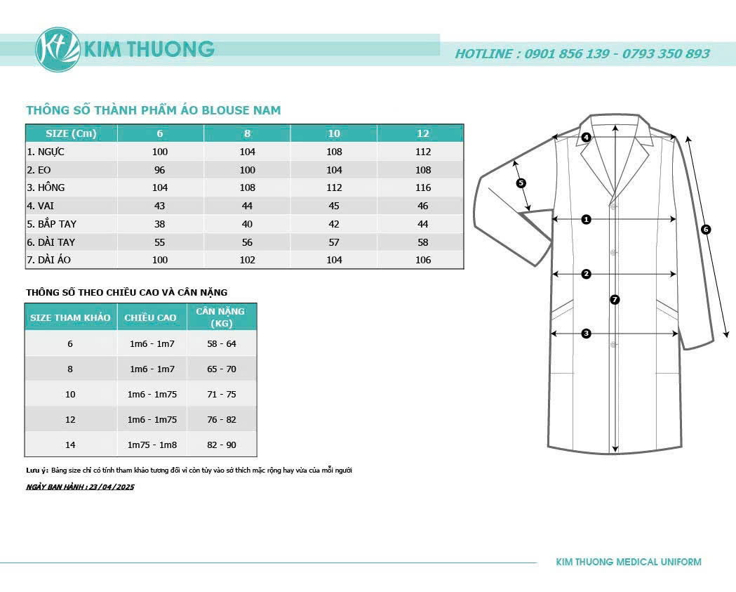 Chọn Size Áo Blouse Bác Sĩ